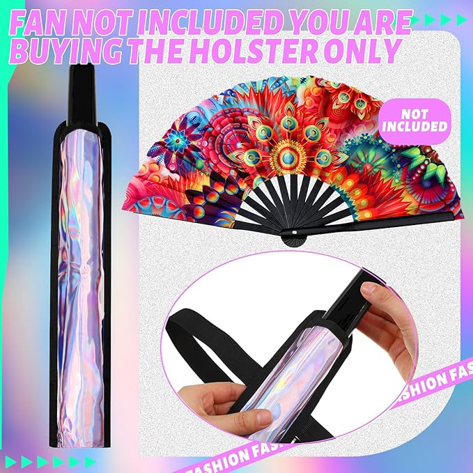 Summer Rave Fan Thigh Holster Rave Fan Holder Folding Hand Pouch Foldable Sleeves with Waist Belt for Thigh Party