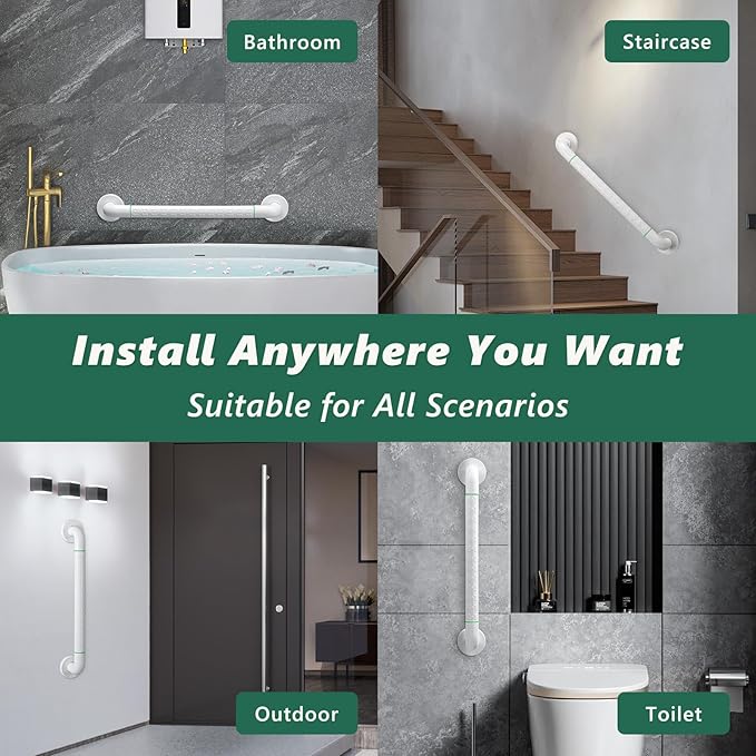 Grab Bars for Shower,2 Pack 20 Inch Shower Handle Bath Grab Rails with Anti-Slip Grip and Safety Luminous Circles,Stainless Steel Bath Handle Bathroom Grab Bar for Seniors, and Disability.