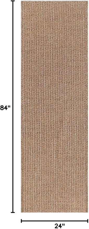 Easy Jute Runner Rug 2x7 Indoor Outdoor Natural Rugs Solid Fiber Rug Woven Area Rug Boho Easy Clean Inside Carpet for Living Room Bedroom Dining Room Hallway or Outdoor Patio Porch (2 X 7 Natural)