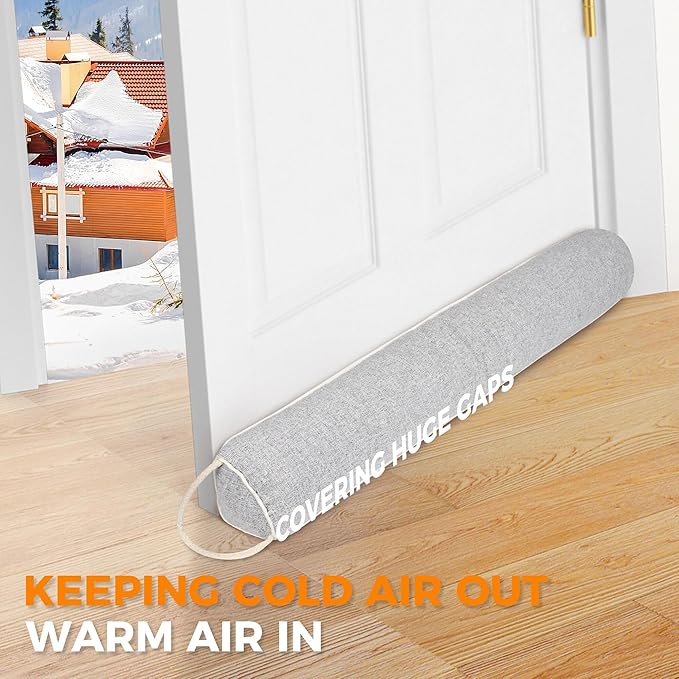 TORRAMI Under Door Draft Stoppers 36 Inch, Heavy Triangle Stop Draft Block Cold Air/Wind/Breeze Noise Blocker Door Sweeps Weather Stripping Bottom Seal Light Gray