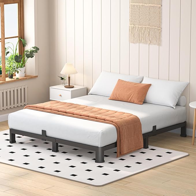 4 Inch King Heavy Duty 3500 lbs Bed Frame with Round-Corner Legs & Anti-Squeak Design – Quick Assembly Metal Platform, No Box Spring Needed