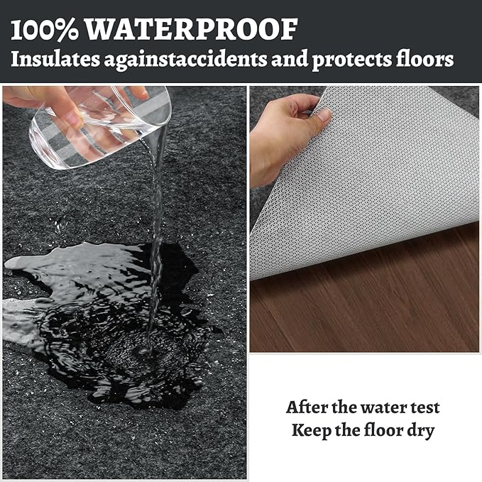 100% Waterproof Rug pad, 7x10 ft Area Rug Non-Slip Rug Pads, 1/4" Thick Carpet Pads for All Floors and finishes, Felt pad for Hardwood Floors, Keep Carpets in Place Soft and Secure