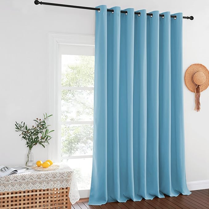NICETOWN Patio Door Curtain Sound Blocking, Bedroom Privacy Room Divider Curtain, Thermal Insulated Blackout Closet Sliding Door Shade (1 Panel, 100" Wide x 120" Long, Teal Blue)