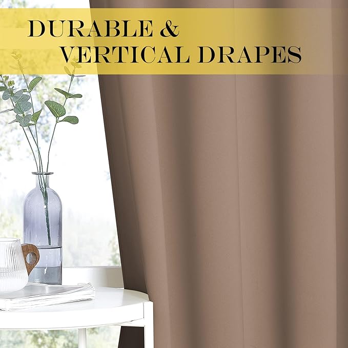 NICETOWN Blackout Patio Curtains 100 x 144 Inches Long for Sliding Door Extral Wide Blackout Curtain Panels Thermal Insulated Room Divider - Grommet Top, 100" W x 144" L, 1 Panel, Cappuccino