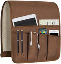 NB Sofa Armrest Organize remote holder bedside caddy organizer with 5 pockets，non-slip couch remote control holder couch armchair caddy accessories (Brown, 35"x12.4")
