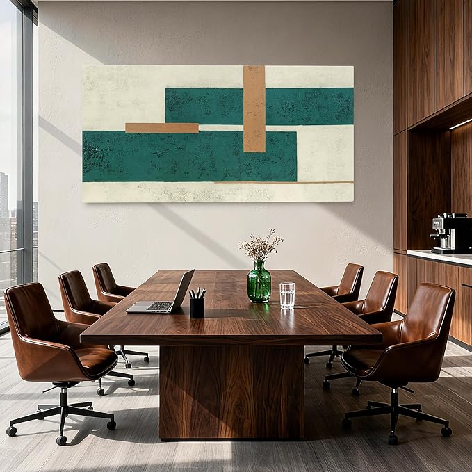 YETHEN WAL Mid Century Geometric Wall Art Modern Canvas Prints Large Green Aesthetic Art Prints for Bedroom Entryway Living Room 29x58 Inch