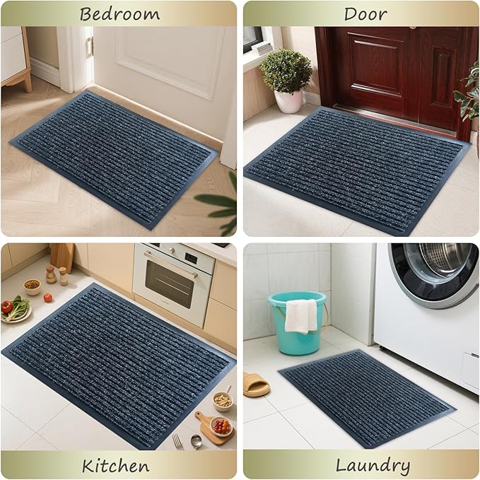 Front Door Mat,4'x5'Indoor Outdoor Door Mat,Heavy Duty Durable Welcome,Commercial Floor Mats Inside Outside Entrance, Waterproof All-Season, All-Weather Non Slip Backing Doormat for Entryway,Black