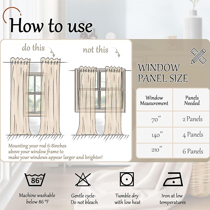 Blackout Living Room Curtains 72 Inch Long 2 Panels, Textured Black-Out Faux Linen Curtains for Bedroom Light Blocking, Bronze Grommet Thermal Insulated Window Drapery, Each 52" Wide, Burlap