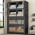 160GAL Extra Large Storage Bins with Lid, 640Qt Stackable Closet Organizers and Drawers, Collapsible Storage Bins with Wheels, Folding Containers for Home, Kitchen Office, 4Pack Black