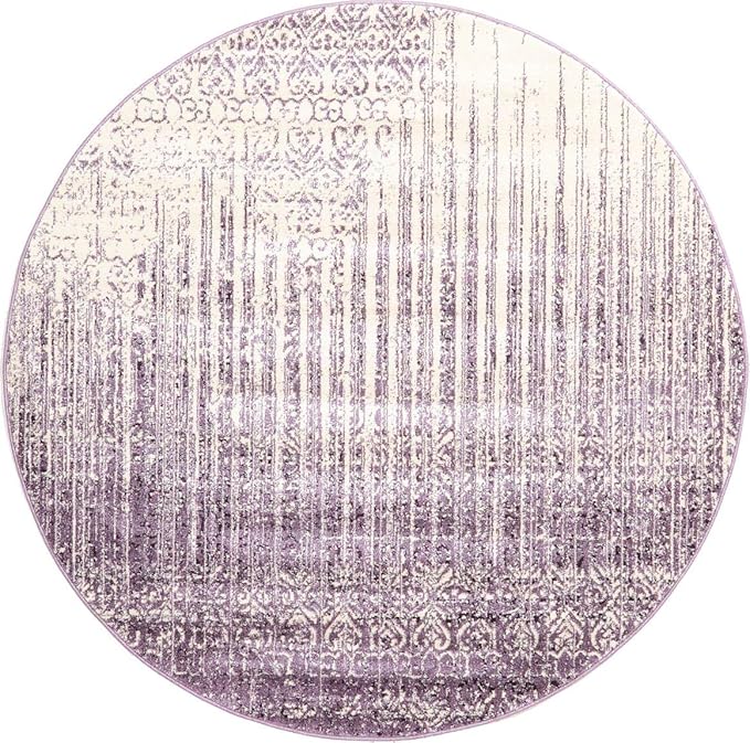 Unique Loom Del Mar Collection Area Rug - Jennifer (6' 1" Round, Purple/ Ivory)