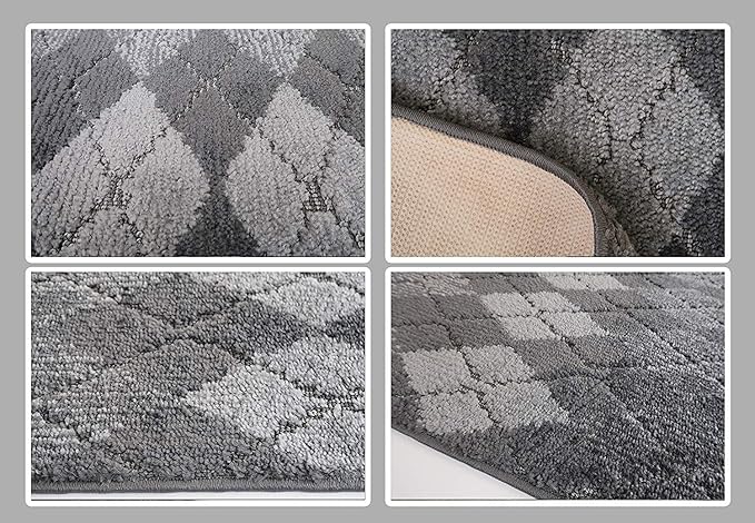 Custom Length Hallway Runner Rug,Slip Resistant,Squares Anthracite, 26 Inch X 28 feet, Sold and Priced Per Foot