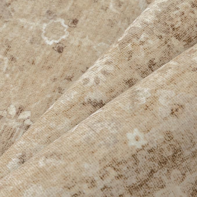 8x10 Brown Area Rug Non Slip Large Vintage Living Room Distressed Machine Washable Retro Carpet Indoor Bedroom Traditional Floral Accent Throw Rug for Office Kitchen Dorm Dining Room