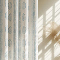 100% Boho Blackout Curtains 96 Inches Long for Bedroom, Blue on Beige Patterned Bohemian Curtains for Living Room, Geometric Striped Thermal Insulated Window Drapes Gromment Top 2 Panels
