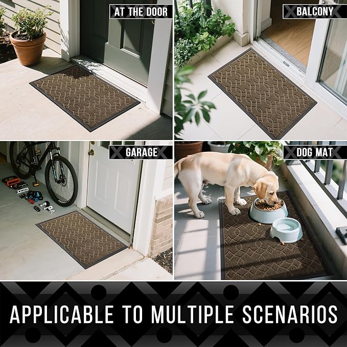 Yimobra Extra Large Door Mat 60x36, All-Season Waterproof Doormat Outdoor Entrance, Heavy Duty Non-Slip Outside Door Mat for Garage Patio Proch Entryway Indoor, Easy Clean, Brown