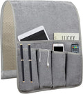 NB Sofa Armrest Organize remote holder bedside caddy organizer with 5 pockets，non-slip couch remote control holder couch armchair caddy accessories (Gray, 35"x12.4")