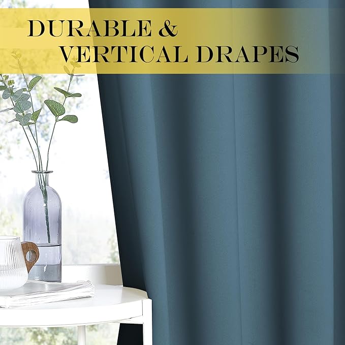 NICETOWN Blackout Curtains 72 inches Long, Grommet Privacy Window Treatment Thermal Insulated Room Darkening Sliding Glass Door Drape for Bedroom Living Room, 1 Panel, W100 x L72, Smoky Blue