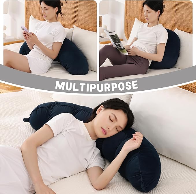Peallow(Pat. Pend) – Long Round Body Pillow for Adults, Bolster Pillow for Sleeping, Soft and Supportive Pillow for Sleeping & Lumbar Support (Teal Blue,39")