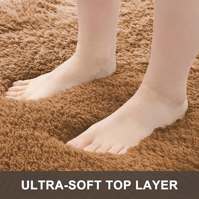OLANLY 2x6 Machine Washable Runner Rugs for Hallway, Soft Fluffy Shaggy Bedside Rugs for Bedroom, Living Room, Indoor Floor Carpet for Kids Girls and Boys, Nursery Rooms, Home Decor Aesthetic, Khaki