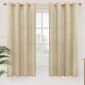 YoungsTex Grommet Linen Curtains 63 Inch Length 2 Panels for Living Room, Burlap Light Filtering Drapes No See Through for Bedroom Farmhouse, 52 X 63 Inch