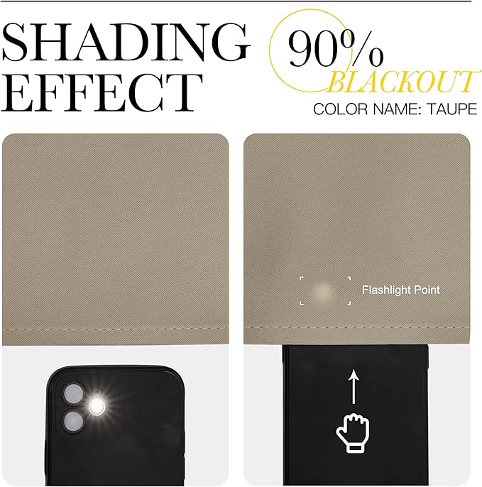 NICETOWN Taupe Blackout Curtains for Living Room, Grommet Thermal Insulated Room Darkening Window Treatments Sound Proof Drapes for Bedroom/Boys Room, 2 Panels, W52 x L90