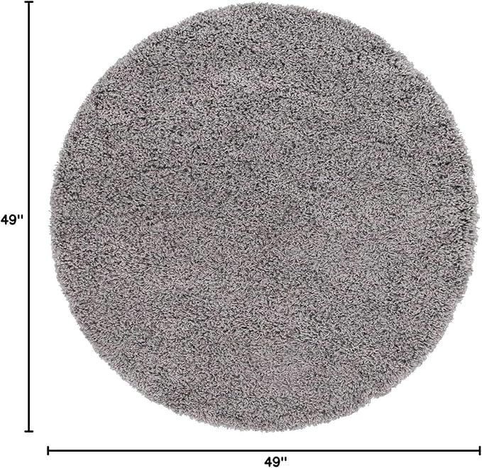 Unique Loom Solid Shag Collection Area Rug (4' 1" Round, Cloud Gray)