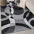 Rugshop Gray Modern Geometric Area Rug, Abstract Circles, High-Traffic, Non-Shedding, for Bedroom, Home Office and Small Living Room, 3'3" x 5'