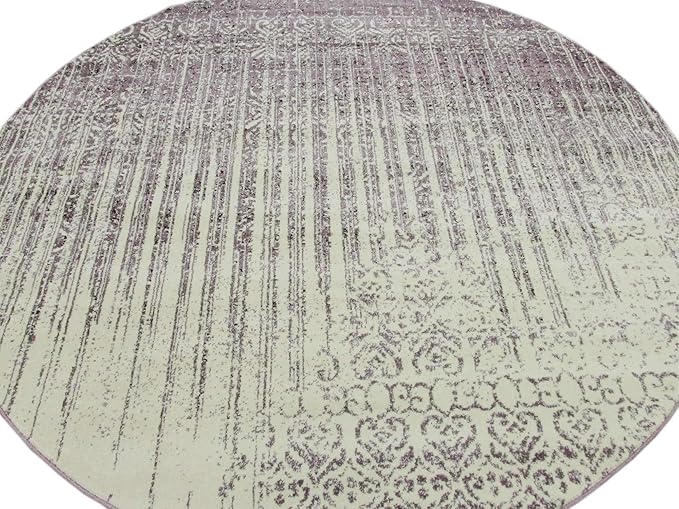 Unique Loom Del Mar Collection Area Rug - Jennifer (7' 10" Round, Purple/ Ivory)