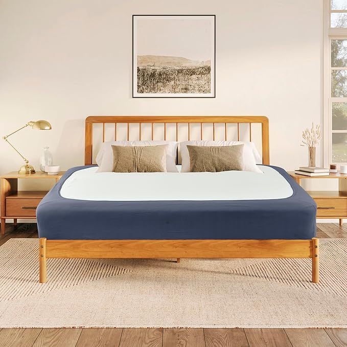 Biscaynebay Decorative Box Spring Cover King & Cal King Size, Dark Grey Luxurious Jersey Knitting Stretchy Wrap Around 4 Sides Bed Skirt for Home/Hotels, Easy Fit Wrinkle & Fade Free Machine Washable