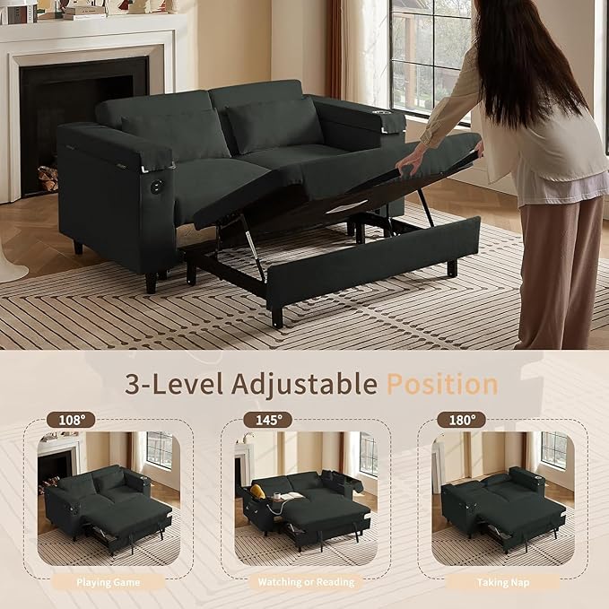 66.4" Loveseat Sofa, Modern Couches for Living Room,Corduroy Recliner, Dual armrest Storage Space, Integrated Spring Cushion, Solid Wood Frame, Built-in USB Charging Port (Grey)