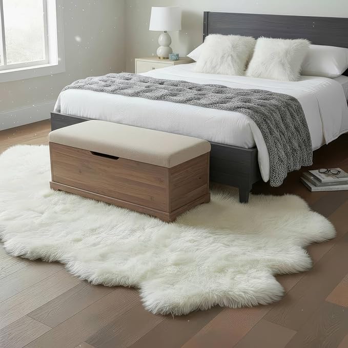 Premium Genuine Super-Soft Sheepskin Rug Large Six Pelt Natural Non-Dyed Fur, 5ft. x 6ft.
