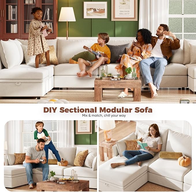 ABCASA Oversized Loveseat Sofa, Modern Modular Sectional Couch White Fluffy Chenille Mid Century 2-Seat 24.5" Deep Seat for Apartment, Living Room, Bedroom