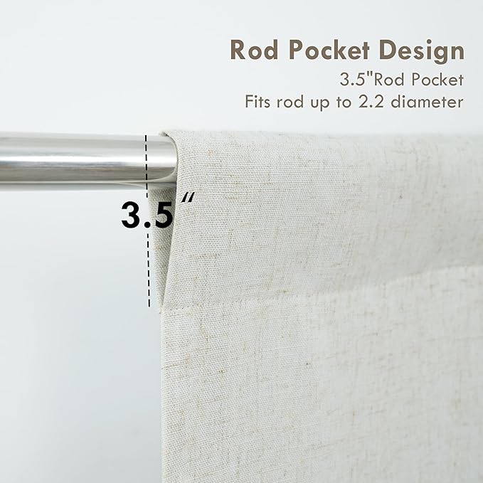 DriftAway Double Layer Linen Blackout Tie Up Curtains Thermal Insulated Fully Lined Balloon Roman Shade Bathroom Window Adjustable Rod Pocket for Small Window 45 Inch by 63 Inch Light Linen