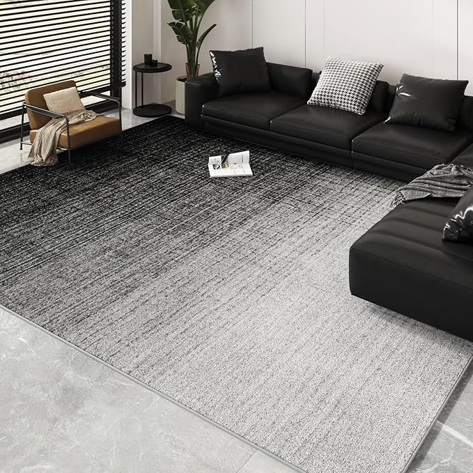 Area Rugs 6x9, Machine Washable Rugs for Living Room Floor Non Silp Vintage Rug Black Carpet for Living Room Dinning Room Bedroom Rug Under Bed Home | Black White