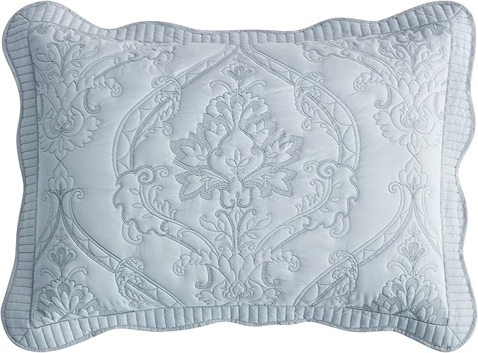 CHIXIN Microfiber Standard Pillow Shams Set of 2 - Quilted Decorative Pillow Covers - Light Grey - Size (20" x 26")
