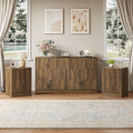 7 Drawer Dresser & Nightstand Set, 3-Piece Fluted Bedroom Dresser and Night Stand Set of 2 with Metal Handle, Modern Wood Chest of Drawers Storage Dressers Set for Bedroom, Walnut