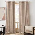 RYB Home Blush Velvet Curtains 96 inches - Back Tab Blackout Curtains for Nursery, Bedroom Window Panels, Thermal Insluted Drapes for Living Room, Wide 52 x Long 96, Blush, 2 Panels