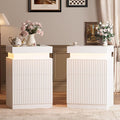 Nightstand Set of 2 for Bedroom, LED Nightstand with 3 Drawers and Charging Station, Mid Century Modern Fluted Nightstands, Bedside Tables & End Tables, White