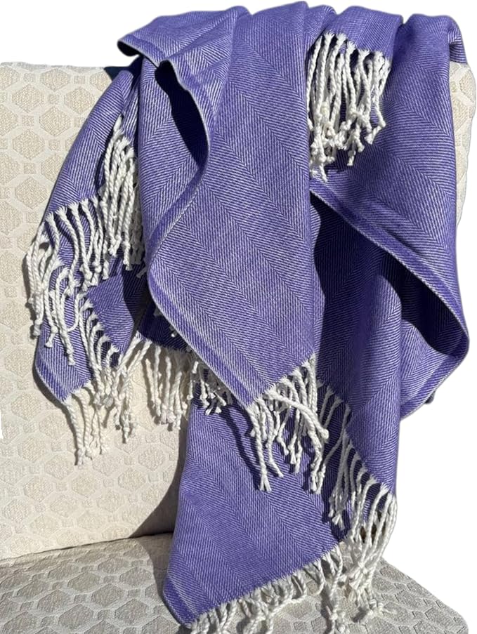 Alashan Cotton Acrylic Adirondack Herringbone Woven Throw (Acai)