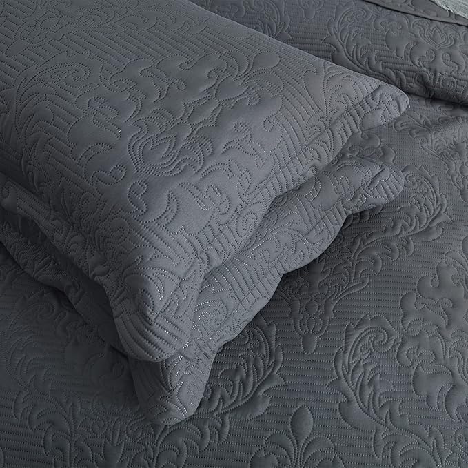 CHIXIN Microfiber Standard Pillow Shams Set of 2 - Decorative Pillow Covers - Dark Grey - Size (20" x 26")