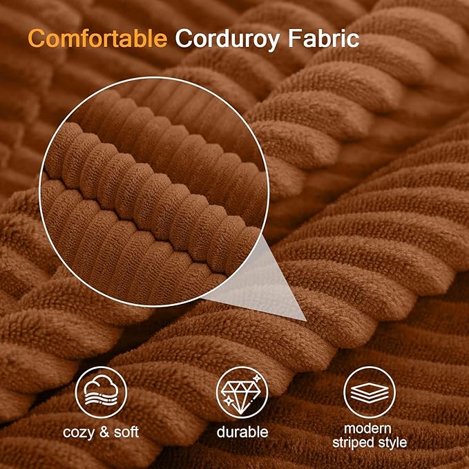 MeMoreCool Stuffed Round Pouf Ottoman Foot Rest, Floor Pouf Foot Stool with Soft Foam Chunk Filling, Round Small Ottoman Footstool Circle Footrest for Couch Living Room, Corduroy Coffee