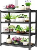 Storage Shelves, Garage Metal Shelving Unit, Adjustable, Double-Layer Column with Reinforced Ribs, Heavy-Duty, Capable of Bearing 600-3600 lbs (Black, 24 * 14 * 47, 4-Tier)