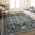 AMADA HOMEFURNISHING 5x7 Area Rugs, Washable Low-Profile Large Living Room Rug with Non-Slip Backing & Durable Edge Binding, Soft Vintage Rug for Bedroom, Dinning Room