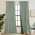 RYB HOME Auqa Velvet Curtains 84 inches Long, Room Darkening, Floor-Length, Stylish Back Tab Velvet Drapes for Coastal Nursery Living Room Office, 52" W x L84 L