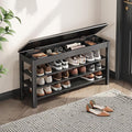 Shoe Rack Bench Seat Rubberwood 3-Tier Wooden Storage Bench 550lbs Compact Mid-Century Modern Design for Entryway, Hallway, Closet, Front Door Entrance, Foyer