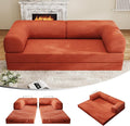 5-in-1 Folding Convertible Sofa Bed, 78 Inch Oversized Corduroy Upholstered Boneless Couch, Loveseat Sleeper with Pull Out Bed, Floor Sofa Modular Futon Couch for Living Room Bedroom Lounge