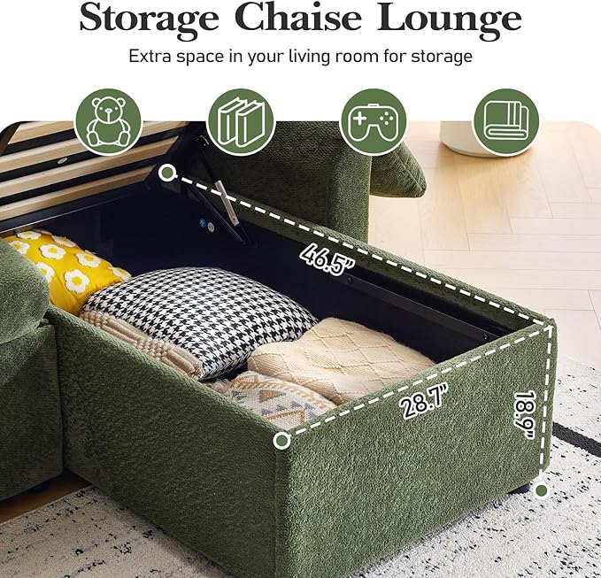 VINGLI Convertible Sofa Bed Couches for Living Room, Sleeper Sofa with Pull Out Couch Bed, Cloud-Like Plush Fleece U-Shape Sectional Couch with Storage Chaise, USB Charging, Side Pockets