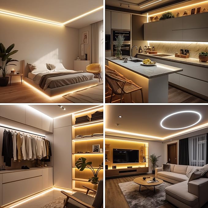 9.84ft Smart COB LED Strip Lights, 24V Warm White 2700K Dimmable LED Light Strips, High Bright LED tape light with Power Supply and app Control LED lights for TV,mirror, Kitchen Cabinet, Shelf
