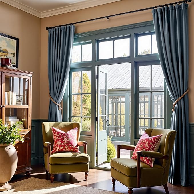 Lazzzy Velvet Blackout Curtains Thermal Insulated Room Window Drapes Super Soft Luxury Curtains for Living Room Bedroom Rod Pocket 2 Panels, Dark Slate, 42" W x 90" L