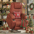 Furmax Electric Power Lift Recliner Chair with Massage for Elderly Corduroy Fabric Recliner Single Sofa with Cup Holders, Side Pockets and Remote Control for Living Room Bedroom (Leathaire, Brown)
