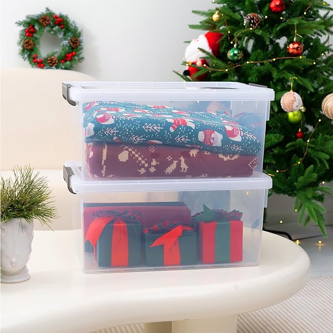 Citylife 22.2 QT 6 Packs Plastic Storage Bins with Lids and Secure Latching Buckles Clear Stackable Storage Containers for Organizing Durable Storage Box